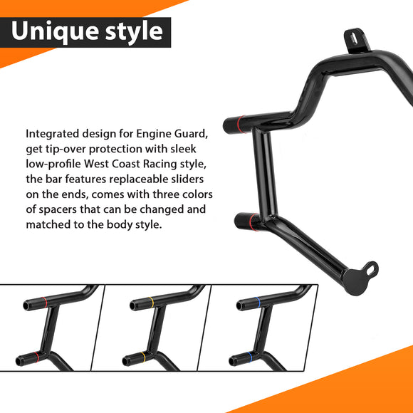 Gloss Black Front Highway Engine Guard Crash Bar for 2009 - 2024 Harley Touring without Lower Fairing - Mofun - 90201121