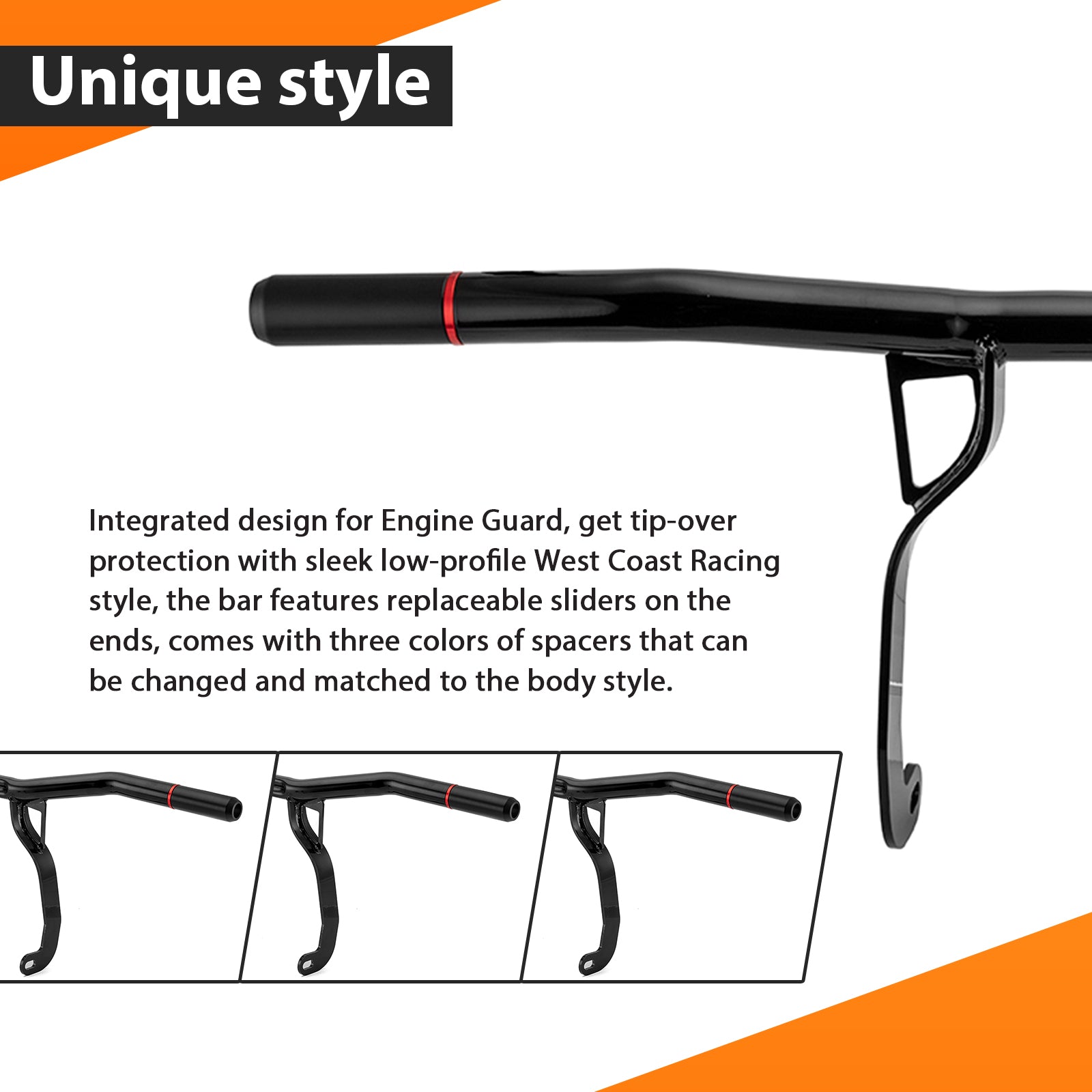 Gloss Black Front Highway Engine Guard Crash Bar for 2009 - 2013 Harley Davidson Road King/Street Glide/Road Glide - Mofun - 90201120