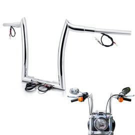 14" Pre-wired Horn Style Ape Bar Handlebar for Harley Softails/Dynas/Sportsters & Touring Road King