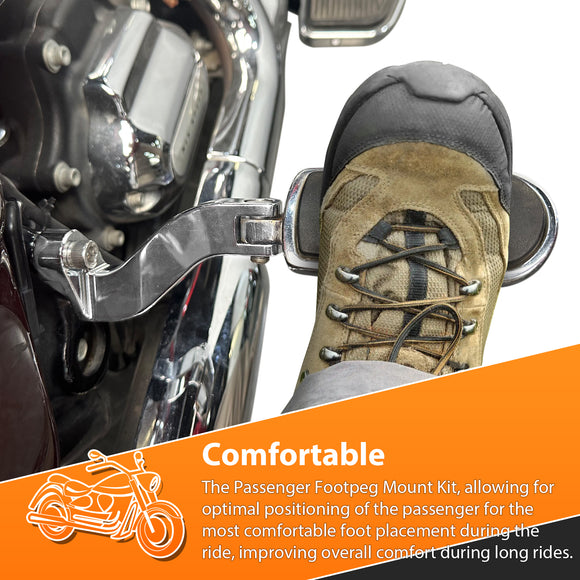 Rear Passenger Footpeg Mount Bracket Kit, 4" External Expansion Length, for 1993 - later Harley Davidson Touring Models - Mofun - 90406003