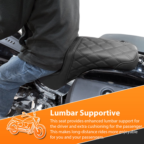 One Piece Driver & Passenger Two Up Seat Black Double Stitching for 2018 - 2024 Harley Softail Street Bob/Heritage Classic - Mofun - 90304006