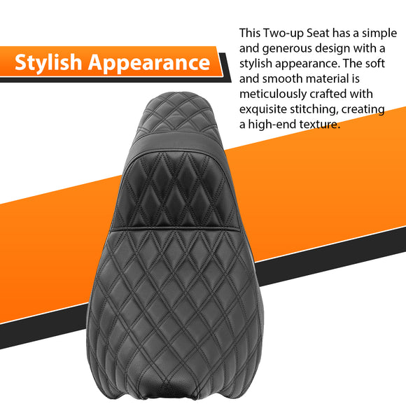 Two Up Driver&Passenger Seat 2-Up Seat for 2008-2023 Harley Touring Models | Black Double Stitching