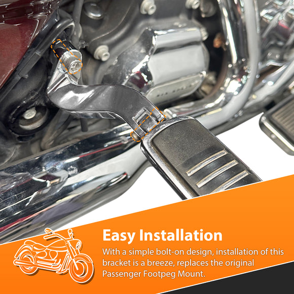 Rear Passenger Footpeg Mount Bracket Kit, 4" External Expansion Length, for 1993 - later Harley Davidson Touring Models - Mofun - 90406003
