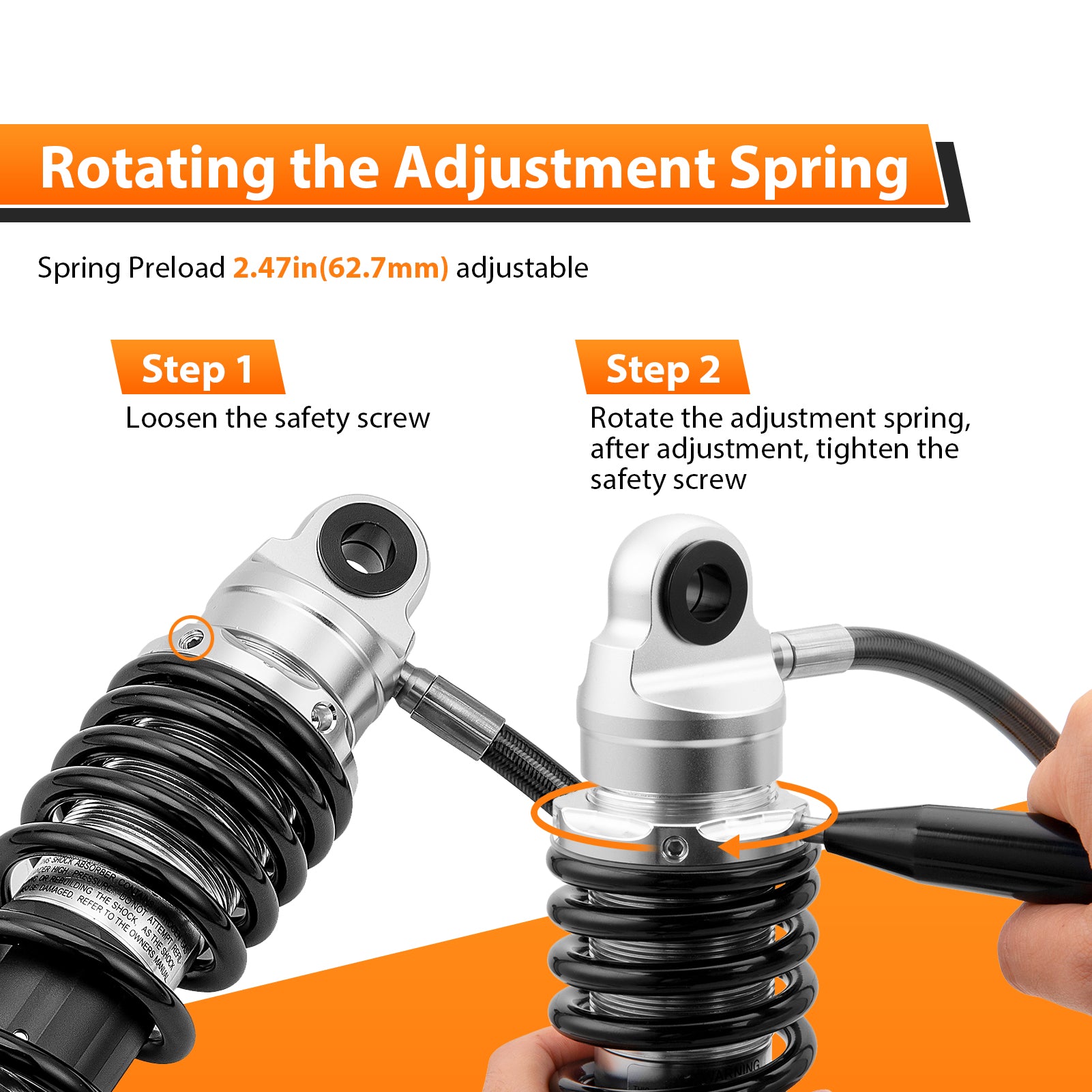 Remote Reservoir Rear Suspension Shocks, Rear Piggyback Shocks for 2014-2024 Harley Davidson Touring Models