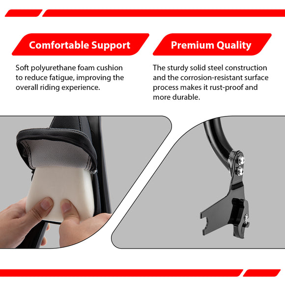 For 1997-2008 Harley Touring Road King/Electra Glide Gloss Black 23" Passenger Backrest Sissy Bar