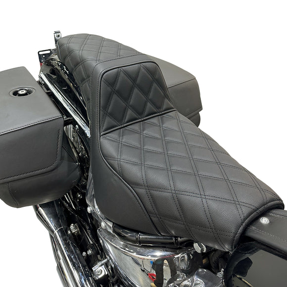 One Piece Driver & Passenger Two Up Seat Black Double Stitching for 2018 - 2024 Harley Softail Street Bob/Heritage Classic - Mofun - 90304006