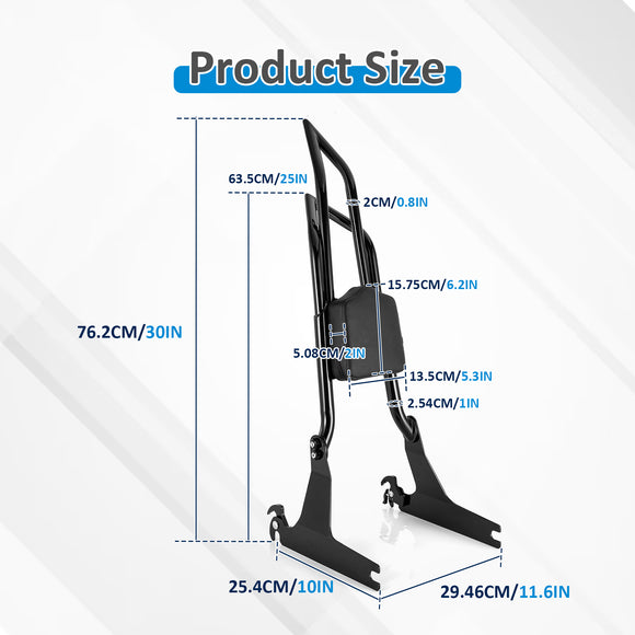 For Harley Dyna Low Rider/Super Glide Gloss Black Dual Sharp-Angle Sissy Bar