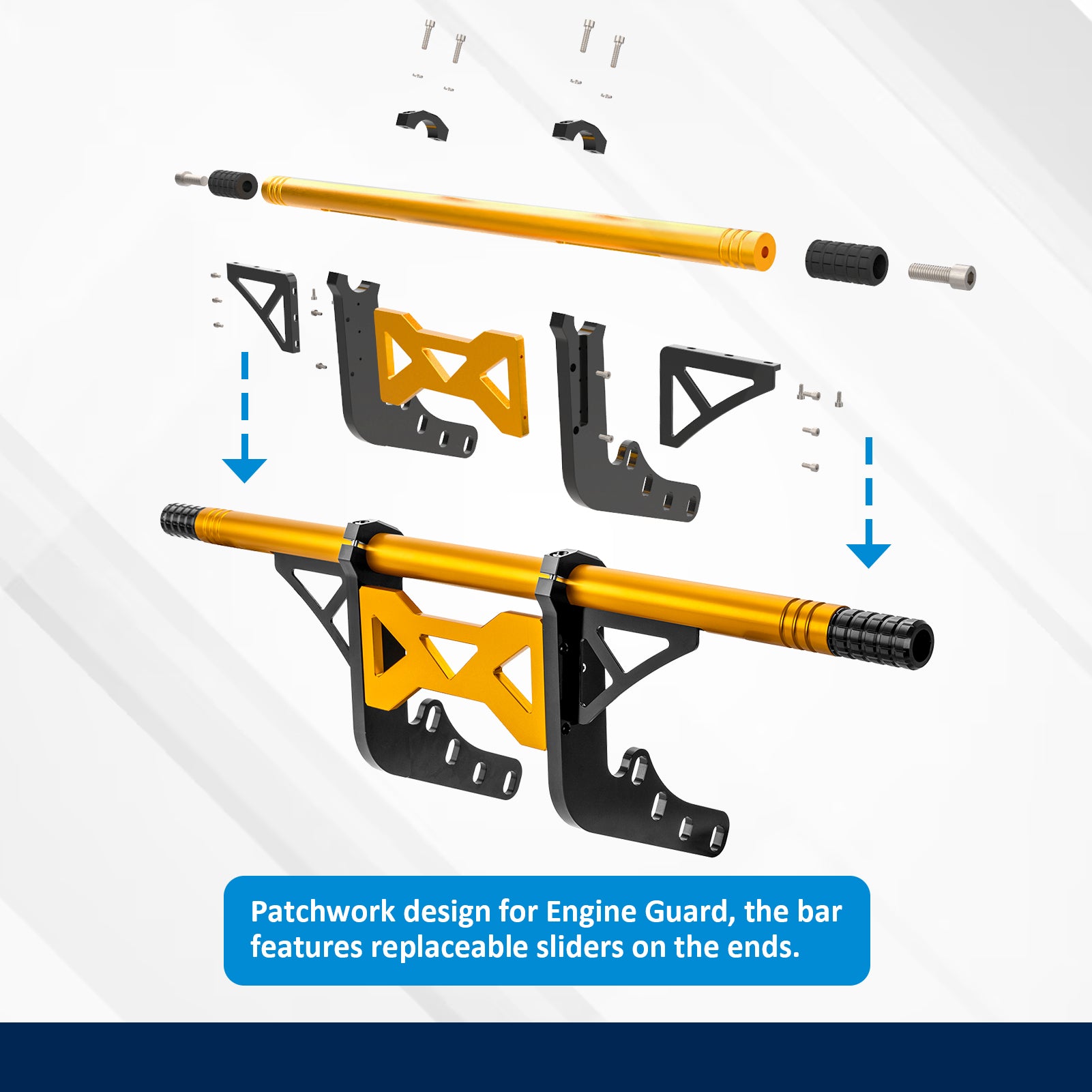 Removable Front Flat - Out Bar, Front Highway Engine Guard Crash Bar for 2018 - 2024 Harley Davidson Softail Fat Boy/Street Bob/Low Rider - Mofun - 90201103
