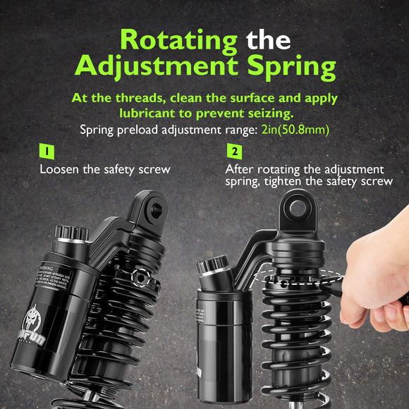 For 1991-2017 Harley Dyna & 1988-2022 Harley Sportster Models 12" Remote Reservoir Piggyback Rear Shocks