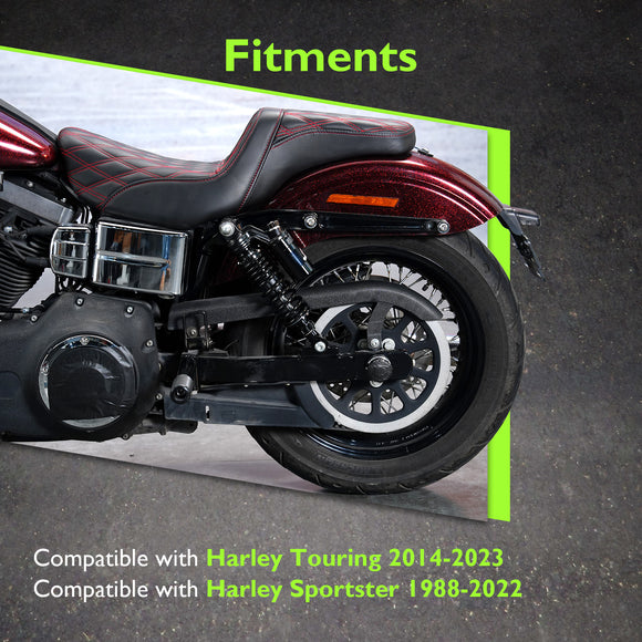 For 1991-2017 Harley Dyna & 1988-2022 Harley Sportster Models 12" Remote Reservoir Piggyback Rear Shocks