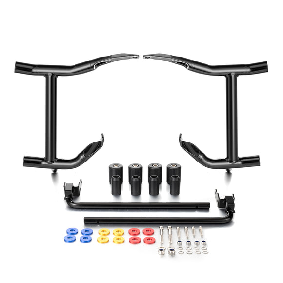 For 2009-2026 Harley Touring Models Gloss Black SaddleBag Guards with Lower Tube Assembly