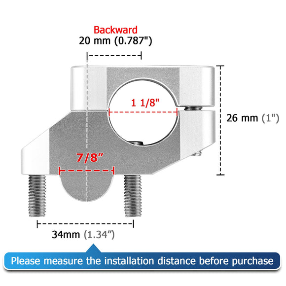 Billet 6061 T - 6 Aluminum Silver Handlebar Riser Universal Fit for 1 1/8" Handlebars - Mofun - 90102020