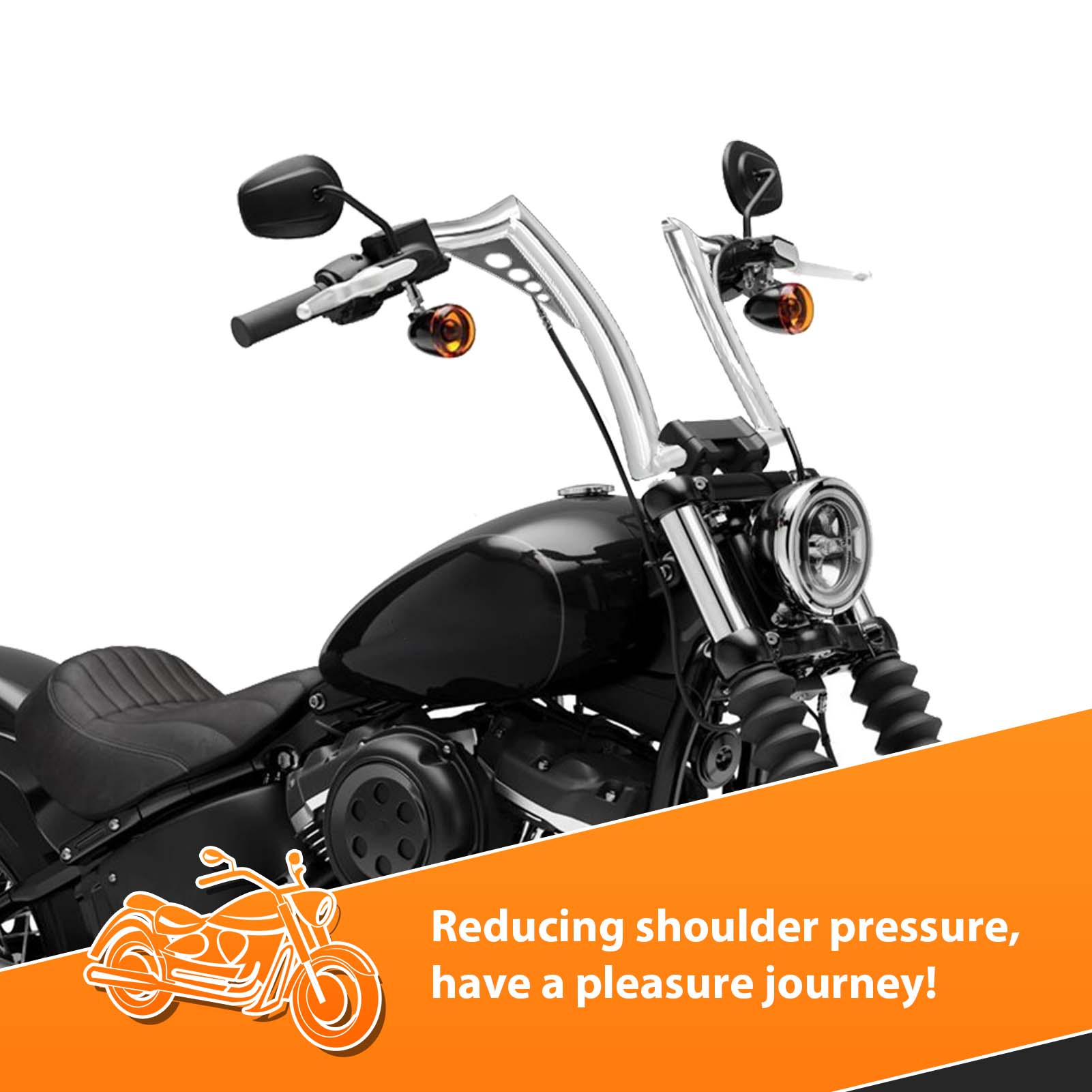 Chrome 12" Pre - Wired APE Hanger Bar - Sharp Handlebar for Harley Softail Dyna Sportster - Mofun - 90101641