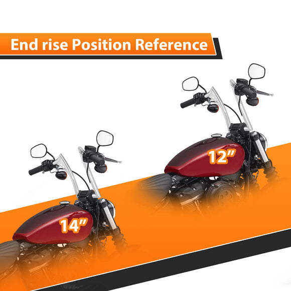 Chrome 14" Pre - Wired APE Hanger Bar - Sharp Handlebar for Harley Softail Dyna Sportster - Mofun - 90101643