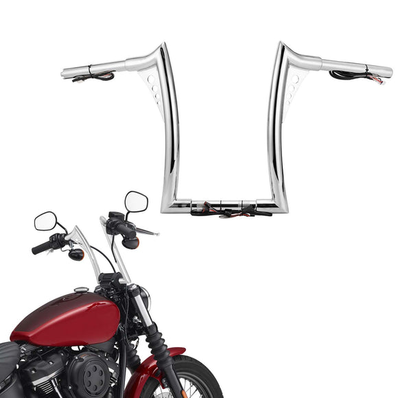 Chrome 14" Pre - Wired APE Hanger Bar - Sharp Handlebar for Harley Softail Dyna Sportster - Mofun - 90101643