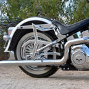 Chrome SaddleBag Rear Engine Guard Crash Bar Fits 2005 - 2017 Harley Davidson Softail Deluxe FLSTN - Mofun - 90202012