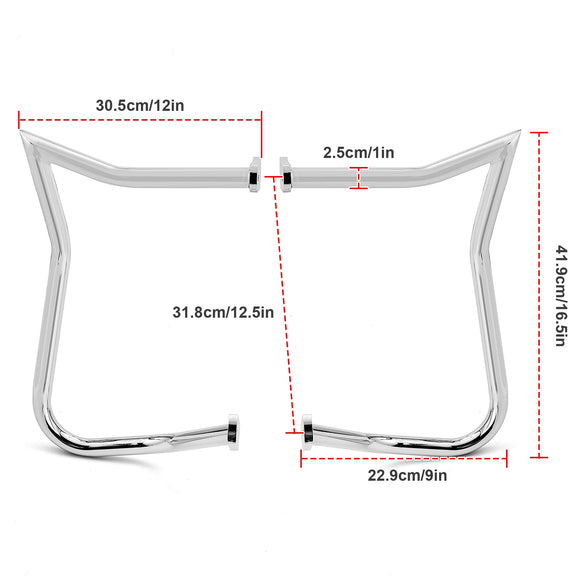 Chrome SaddleBag Rear Engine Guard Crash Bar Fits 2005 - 2017 Harley Davidson Softail Deluxe FLSTN - Mofun - 90202012