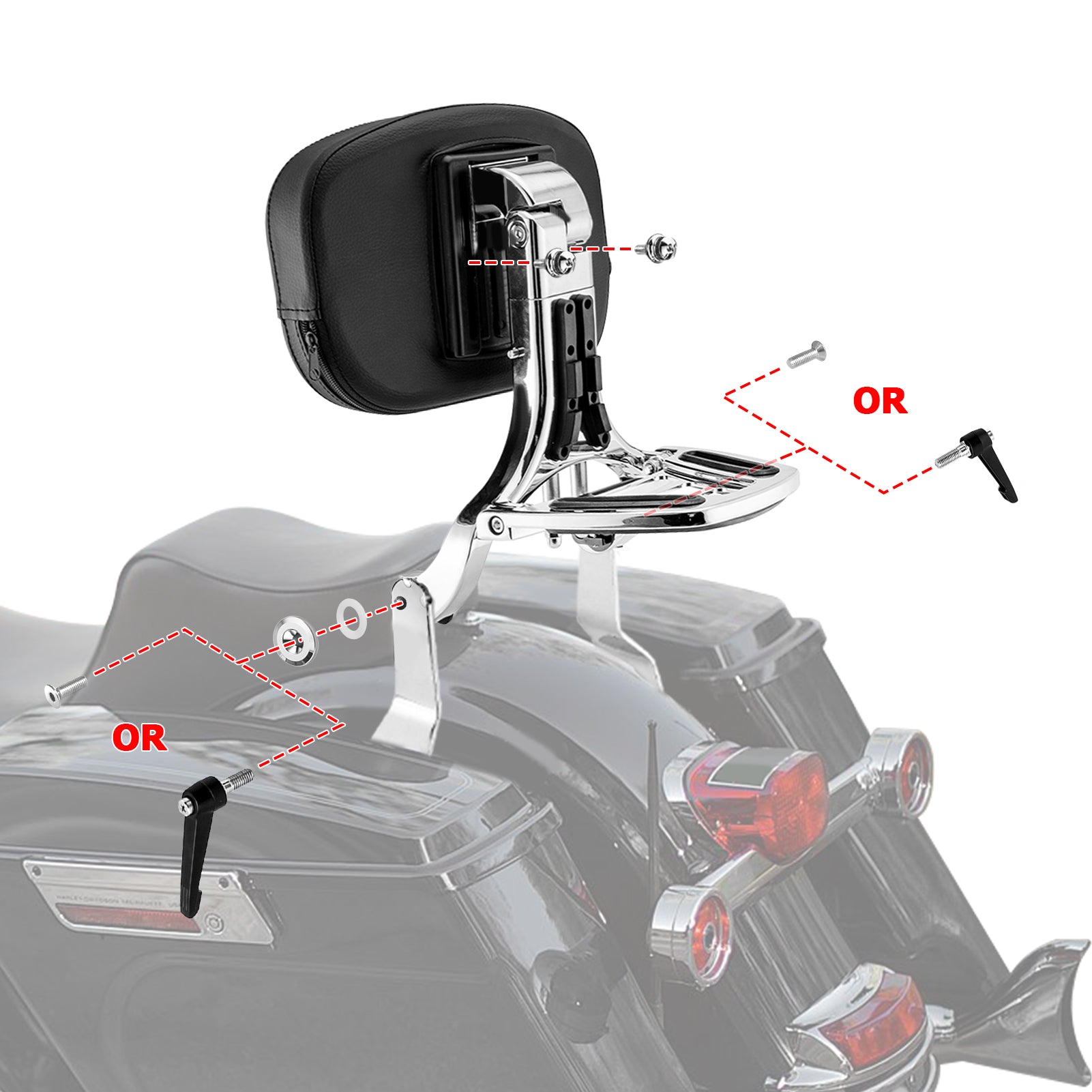 2009-2013 Harley Touring Road King Street Glide Passenger Driver Backrest Multi-Purpose Adjustable Backrest