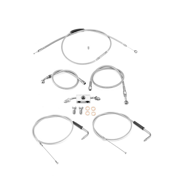 Extended Front Upper ABS Brake Line, Throttle and Idle Cable, Clutch Cable Kit for 2012 - 2023 Harley Spostster XL883 XL1200 with ABS (for 16" - 18" Handlebar) - Mofun - 90109055