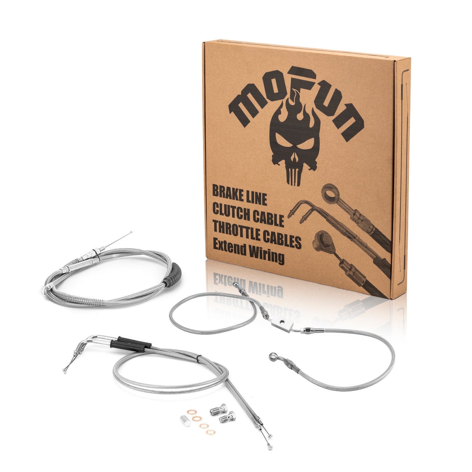 Extended Front Upper ABS Brake Line, Throttle and Idle Cable, Clutch Cable Kit for 2012 - 2023 Harley Spostster XL883 XL1200 with ABS (for 16" - 18" Handlebar) - Mofun - 90109055