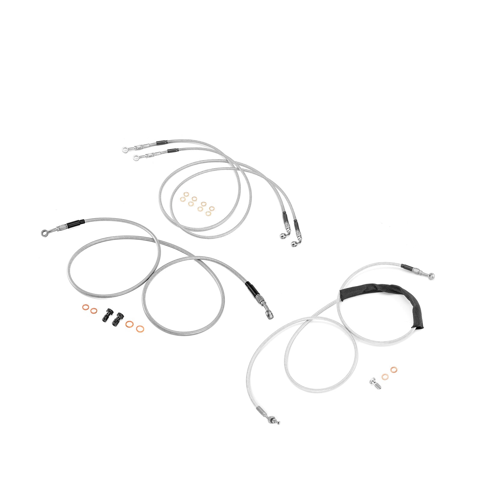 Extended Length ABS Hydraulic Front Brake Line and Hydraulic Clutch Line Kit for 2014 - 2016 Harley Touring Twin Cam w/ABS on 16