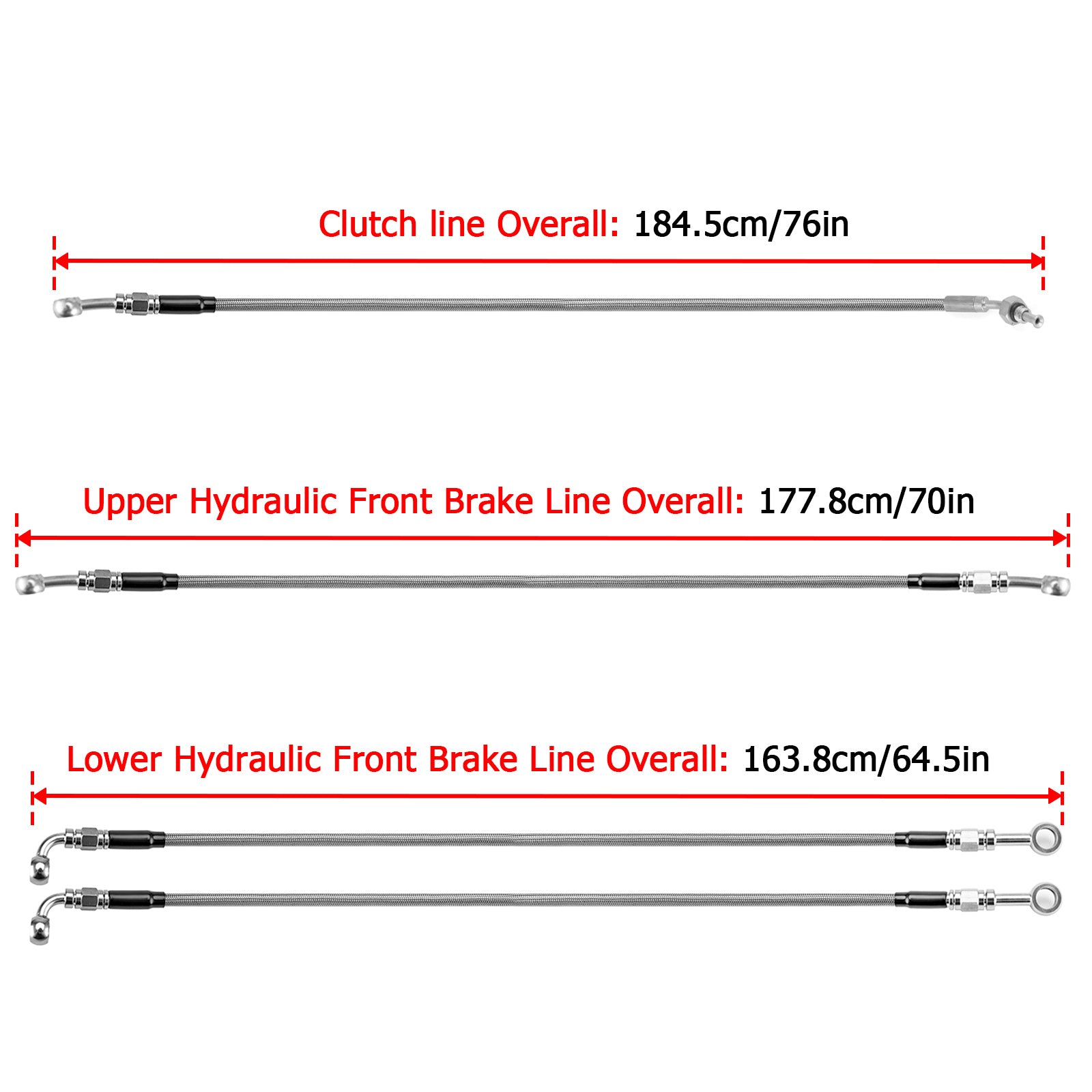 Extended Length ABS Hydraulic Front Brake Line and Hydraulic Clutch Line Kit for 2014 - 2016 Harley Touring Twin Cam w/ABS on 16