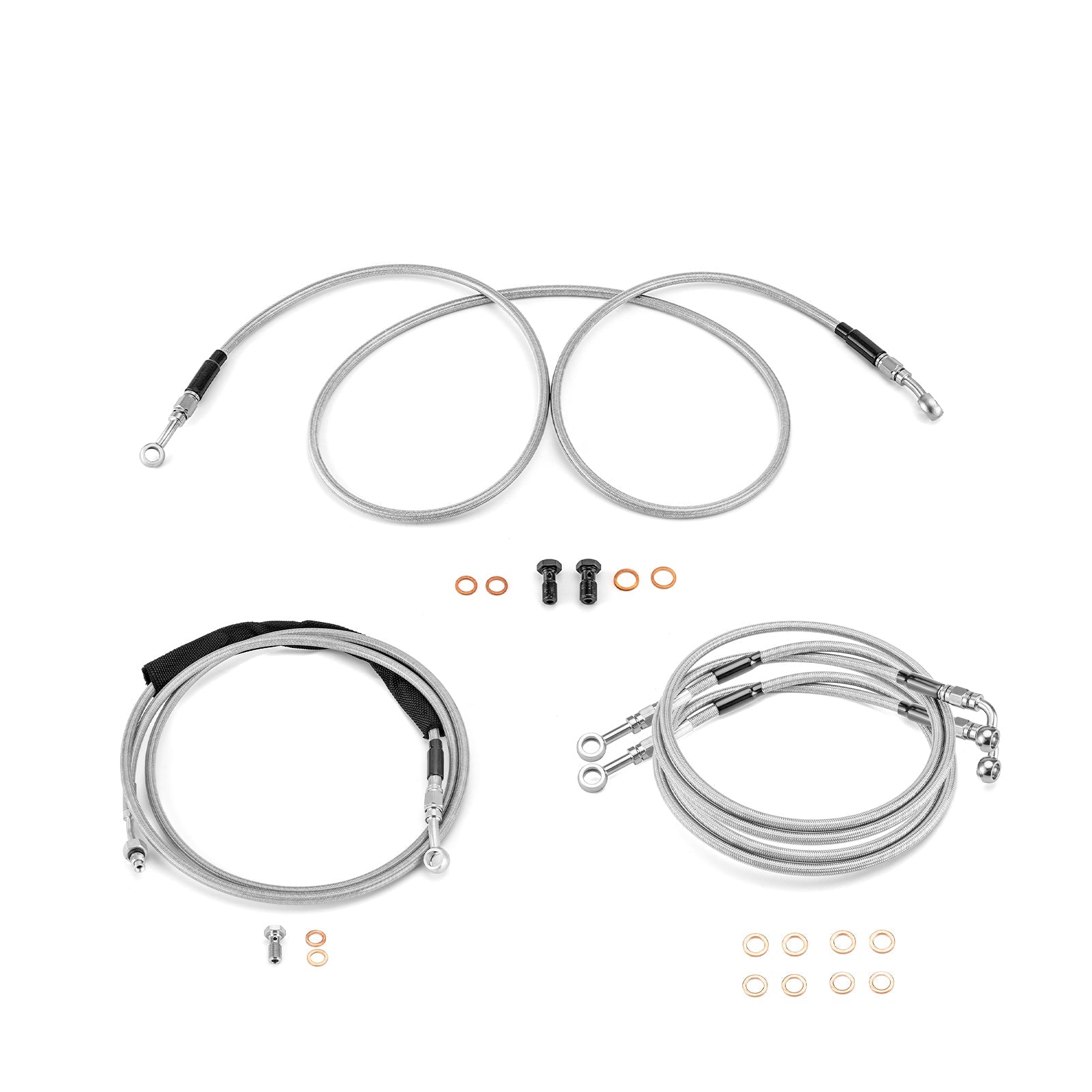 Extended Length ABS Hydraulic Front Brake Line and Hydraulic Clutch Line Kit for 2014 - 2016 Harley Touring Twin Cam w/ABS on 16