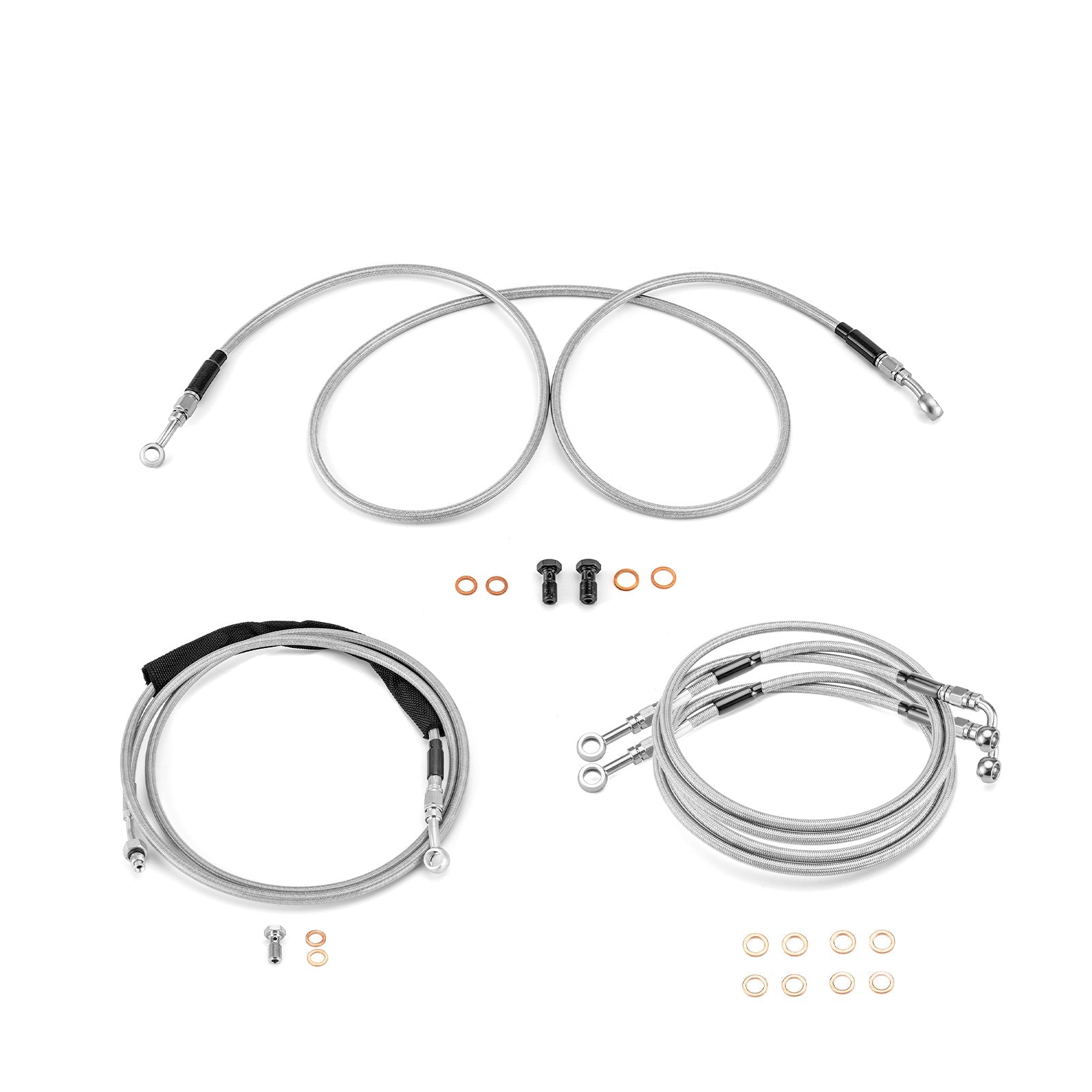 Extended Length ABS Hydraulic Front Brake Line and Hydraulic Clutch Line Kit for 2014 - 2016 Harley Touring Twin Cam w/ABS on 16" - 18" Handlebar (ABS) - Mofun - 90109001