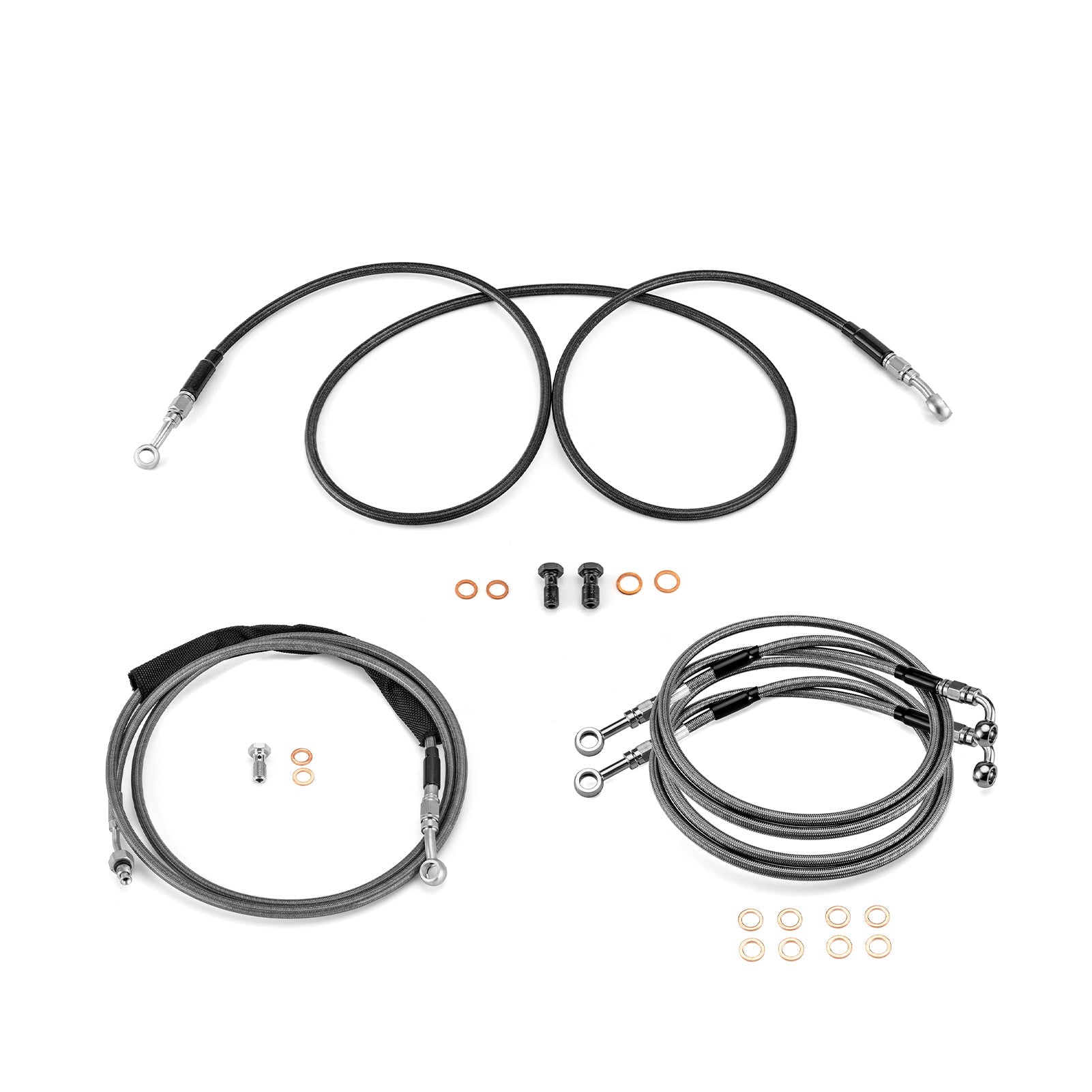 Extended Length ABS Hydraulic Front Brake Line & Hydraulic Clutch Line Kit for 2014 - 2016 Harley Touring Twin Cam Models w/ABS on 16