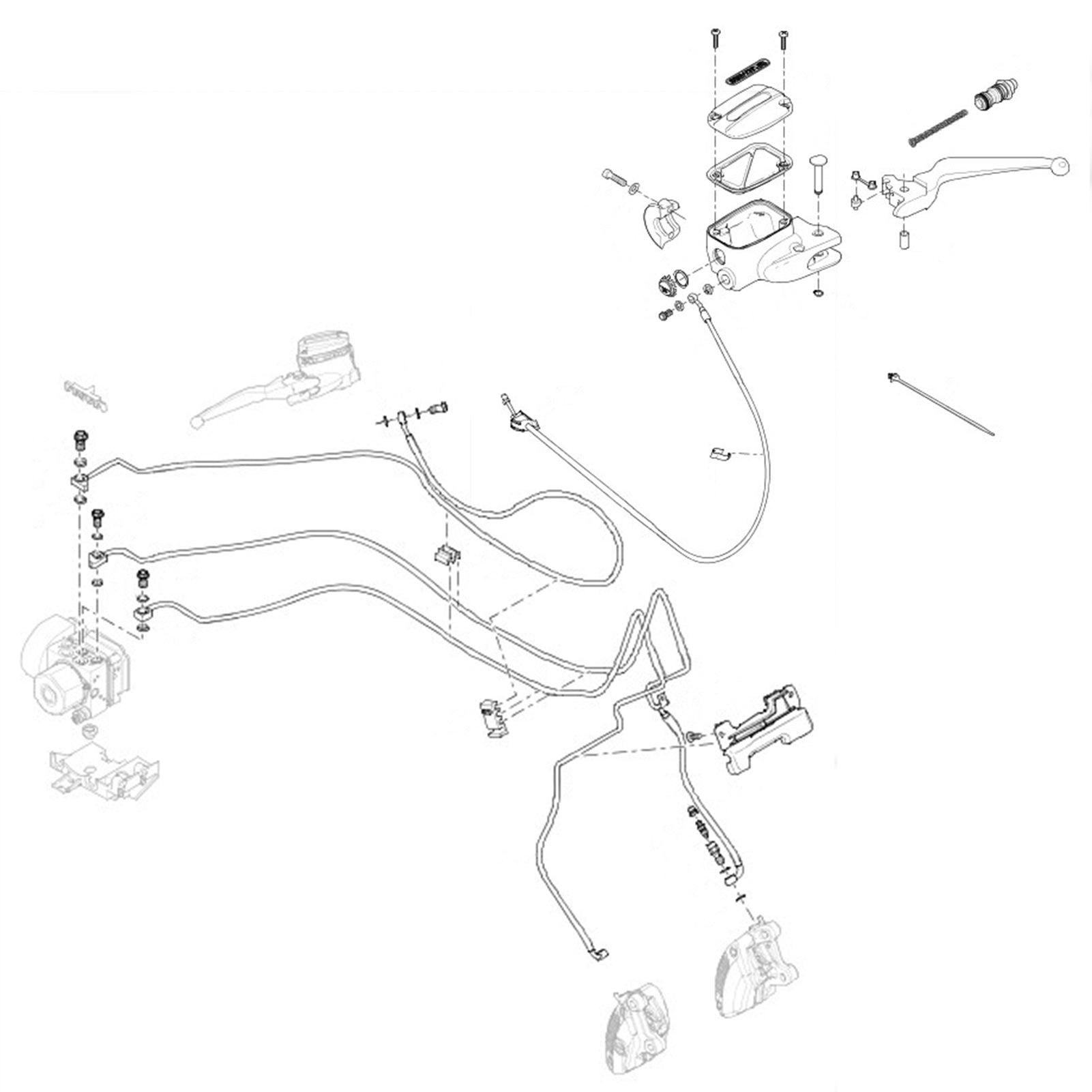 Extended Length ABS Hydraulic Front Brake Line & Hydraulic Clutch Line Kit for 2014 - 2016 Harley Touring Twin Cam Models w/ABS on 16
