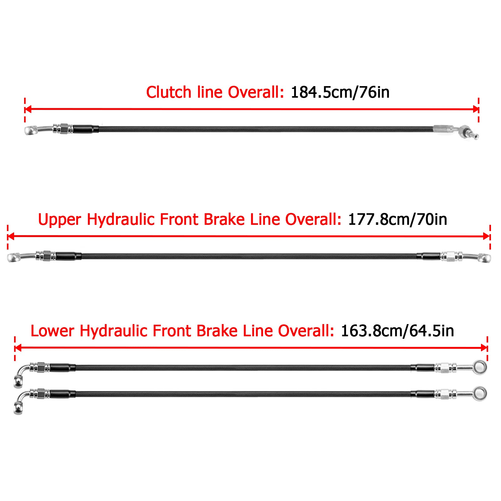 Extended Length ABS Hydraulic Front Brake Line & Hydraulic Clutch Line Kit for 2014 - 2016 Harley Touring Twin Cam Models w/ABS on 16" - 18" Handlebar (ABS) - Mofun - 90109002