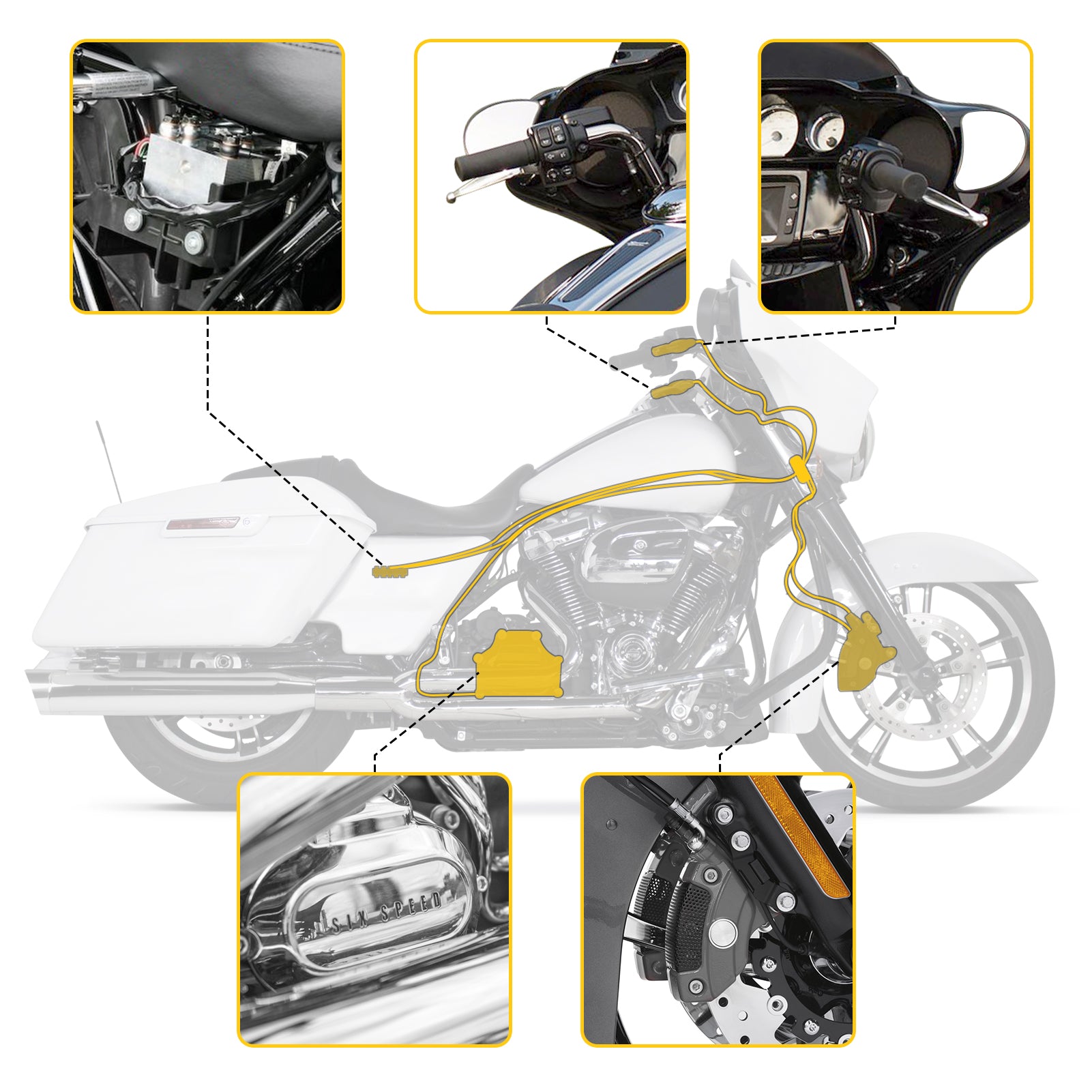 Extended Length ABS Hydraulic Front Brake Line & Hydraulic Clutch Line Kit for 2014 - 2016 Harley Touring Twin Cam Models w/ABS on 16