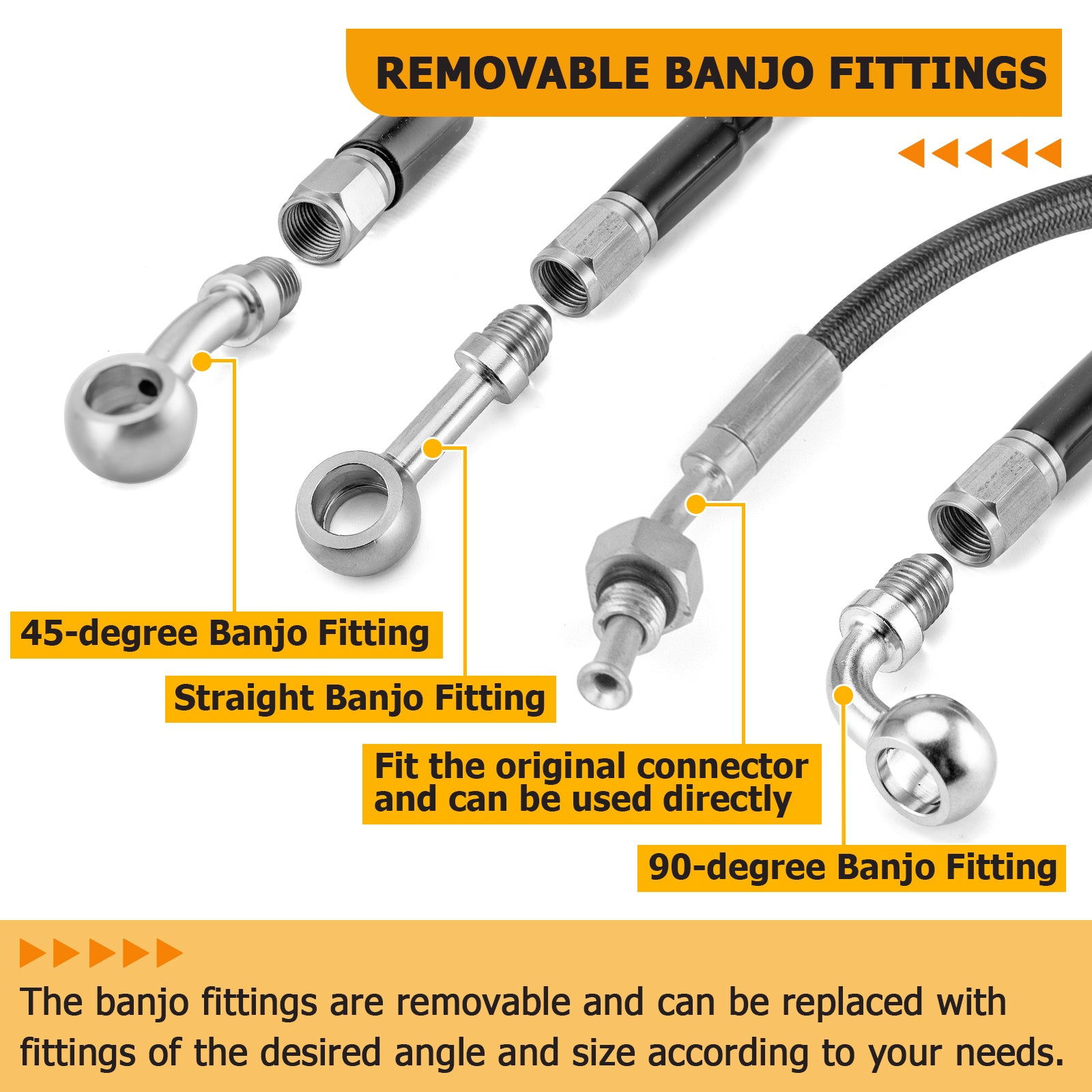 Extended Length ABS Hydraulic Front Brake Line & Hydraulic Clutch Line Kit for 2014 - 2016 Harley Touring Twin Cam Models w/ABS on 16