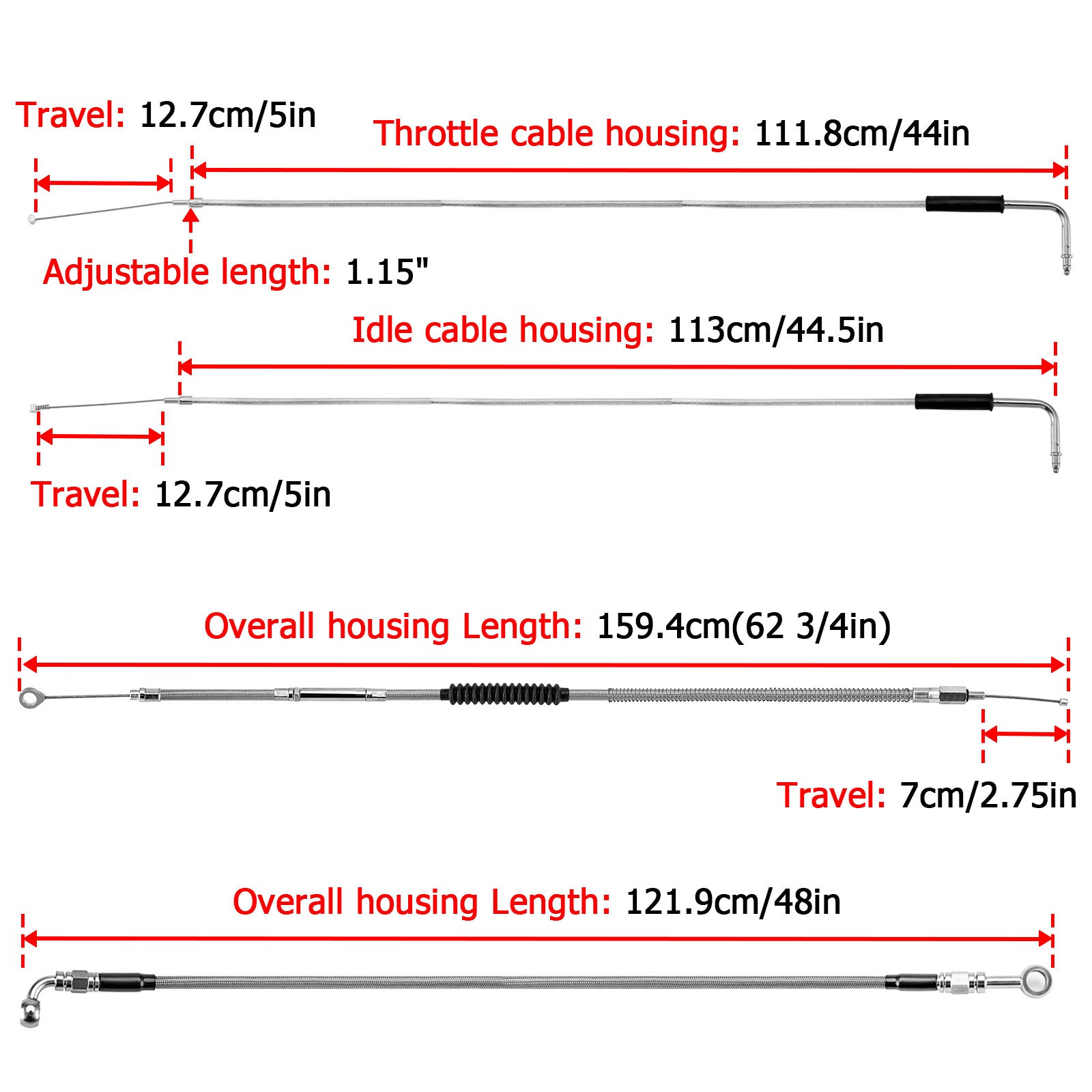 Non - ABS Hydraulic Brake Line&Clutch Cable&Throttle Cable Kit for Harley Sportster 883 Iron/1200 Iron (for 16