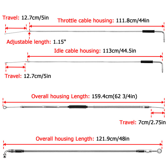 Non - ABS Hydraulic Brake Line&Clutch Cable&Throttle Cable Kit for Harley Sportster 883 Iron/1200 Iron (for 16" - 18" Handlebar w/Non - ABS) - Mofun - 90109249
