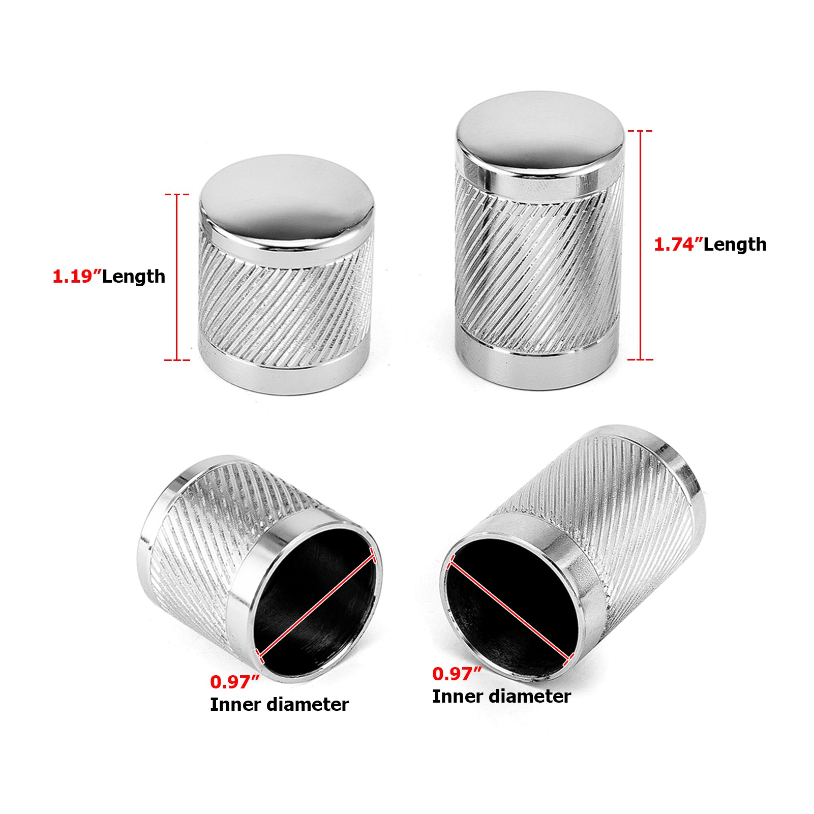 1994-2024 Harley Touring Softail Dyna Knurling of Beveled Cuts Chrome Docking Hardware Covers