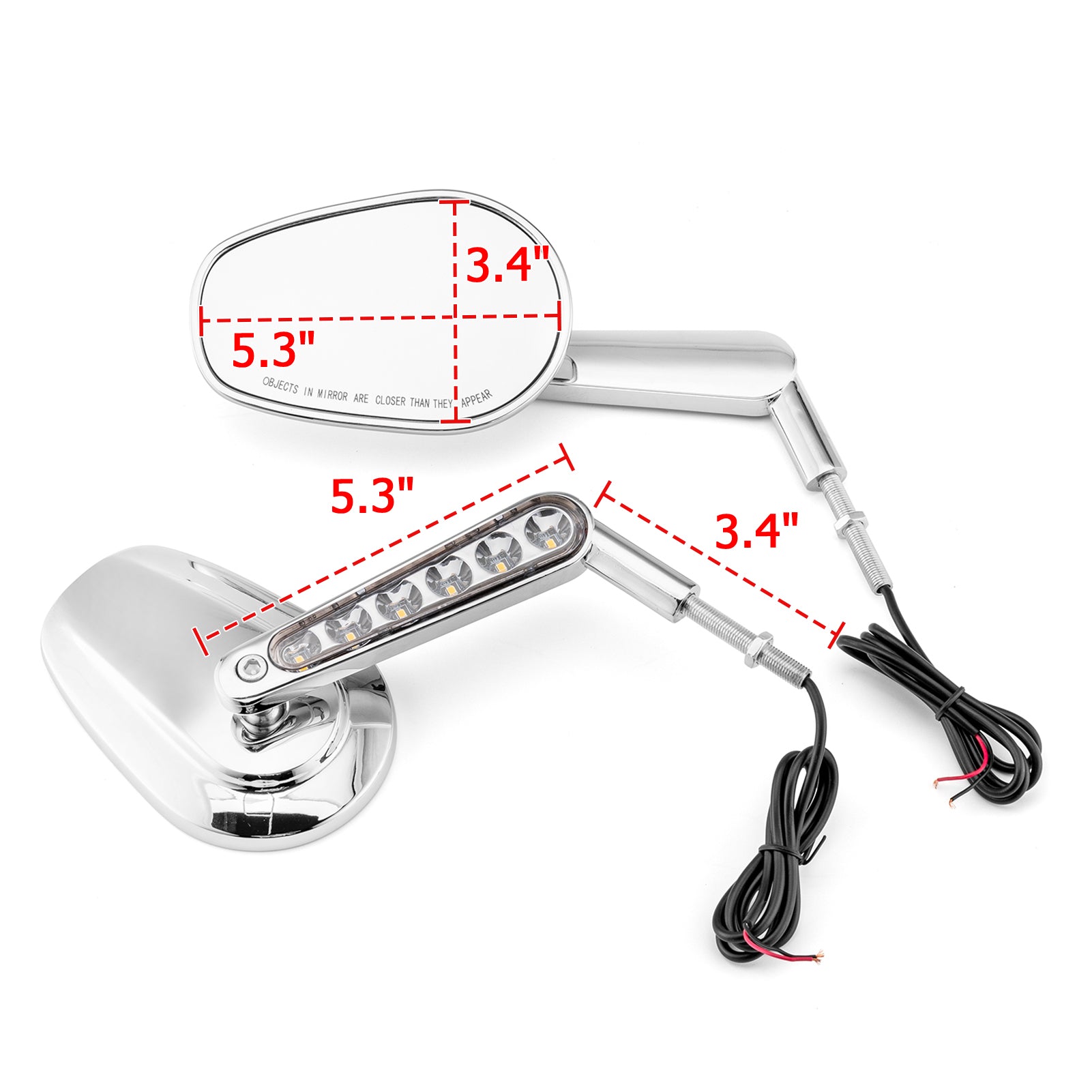 Harley Muscle Rear View Mirrors w/ LED Turn Signal | Chrome CNC Aluminium-5