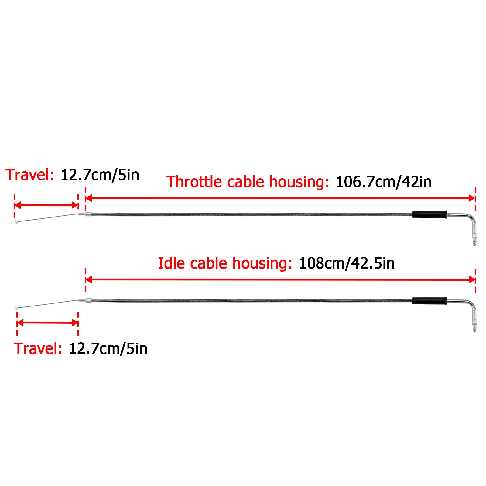 Black 42" Throttle and Idle Cable Kit Compatible with Harley 1996-UP Harley Softail FXST/FLST and 1999-2017 Harley-Davidson Dyna FXD