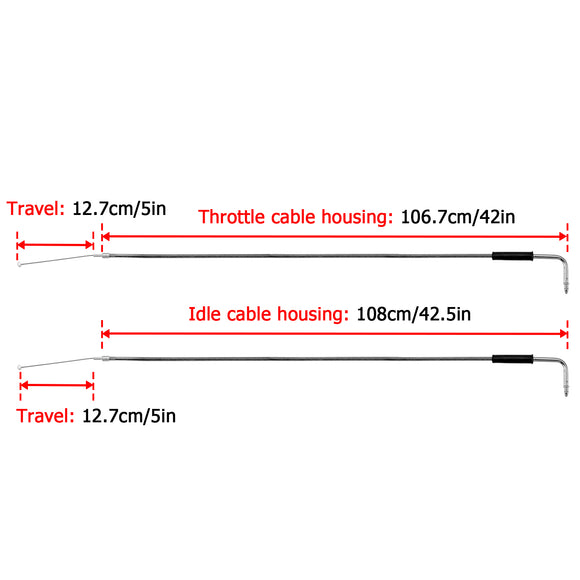 Black 42" Throttle and Idle Cable Kit Compatible with Harley 1996 - UP Harley Softail FXST/FLST and 1999 - 2017 Harley - Davidson Dyna FXD - Mofun - 90111008
