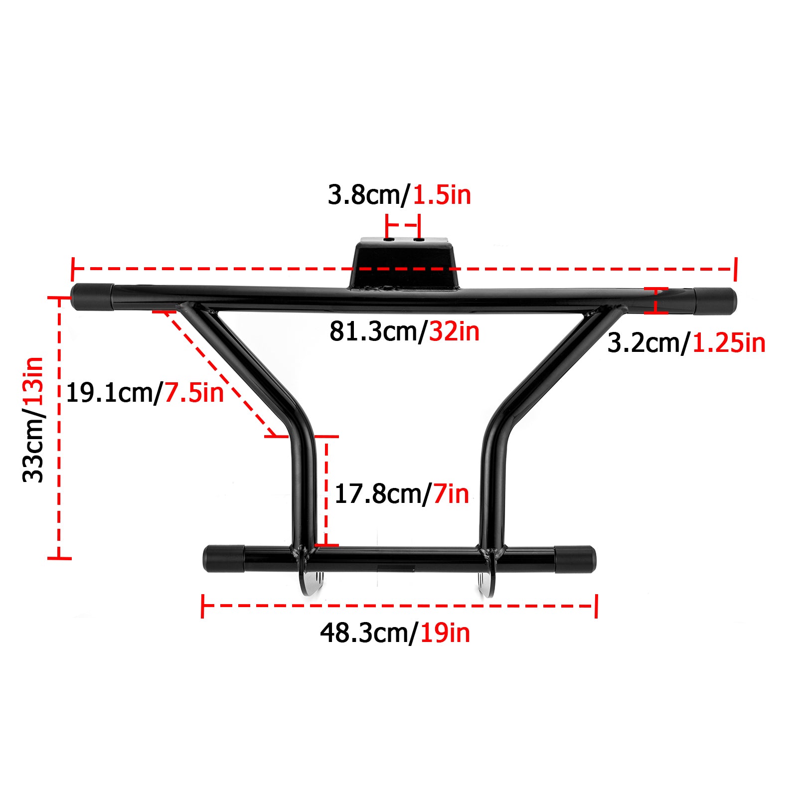 Gloss Black Front Engine Guard Highway Peg 2 Step Crash Bar for 2018-2024 Harley Davidson Softail Fat Boy/Street Bob