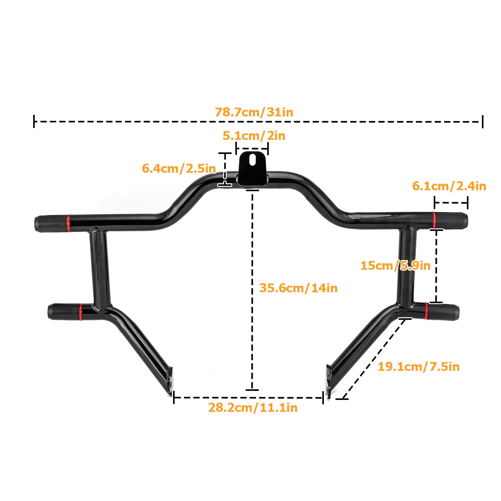 Gloss Black Front Highway Engine Guard Crash Bar for 2009-2024 Harley Touring without Lower Fairing