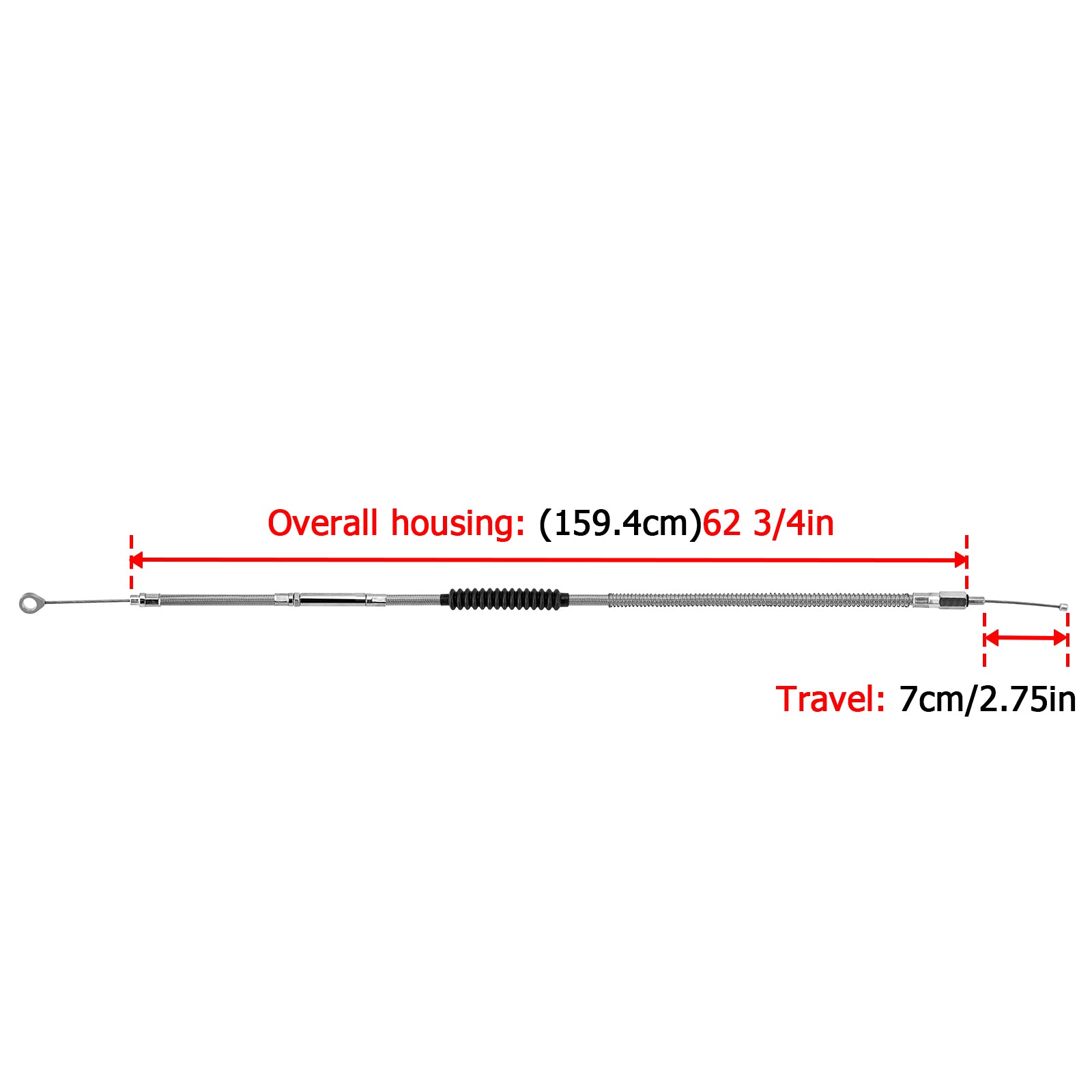 62 3/4" (1594mm) Extended Length Stainless Steel Clutch Cable for Harley Sportster XL 883 1200 Iron