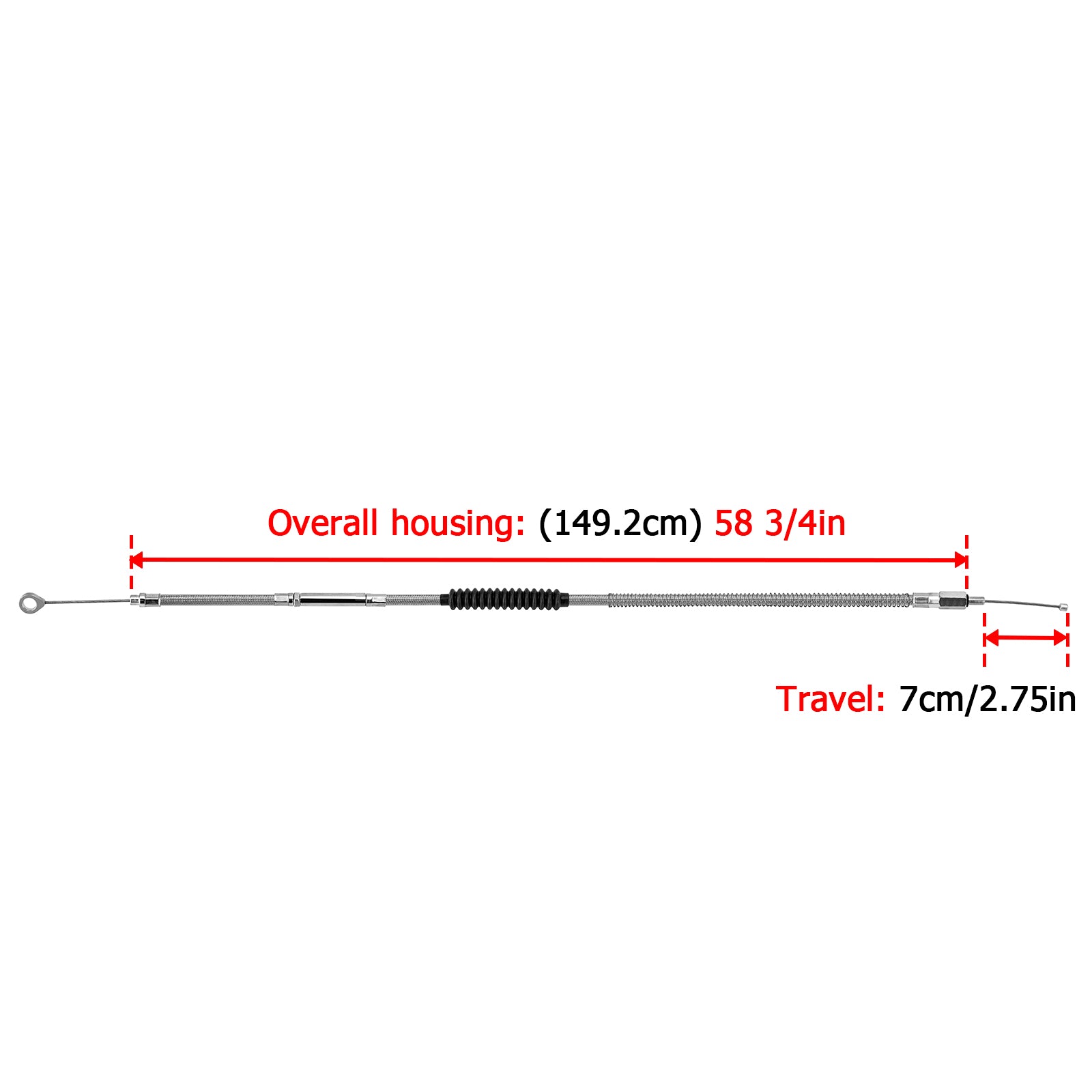 58 3/4" (1492mm) Extended Length Stainless Steel Clutch Cable for Harley Sportster XL 883 1200 Iron