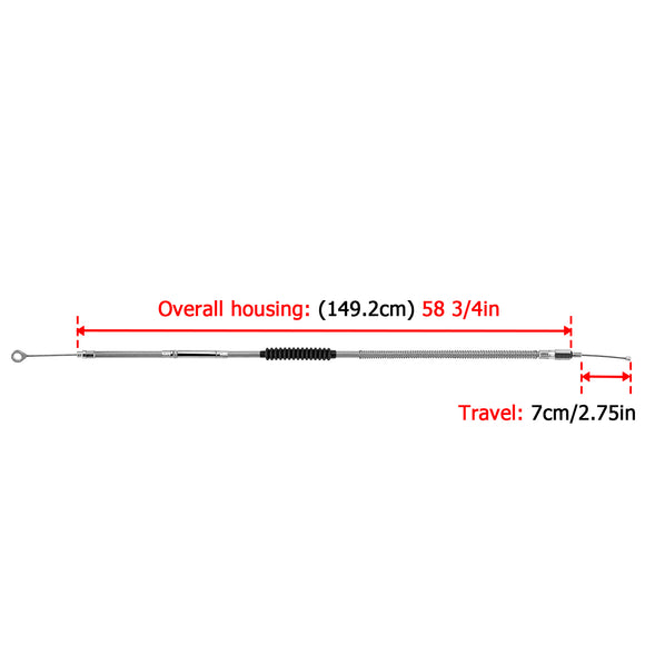 58 3/4" (1492mm) Extended Length Stainless Steel Clutch Cable for Harley Sportster XL 883 1200 Iron - Mofun - 90112002