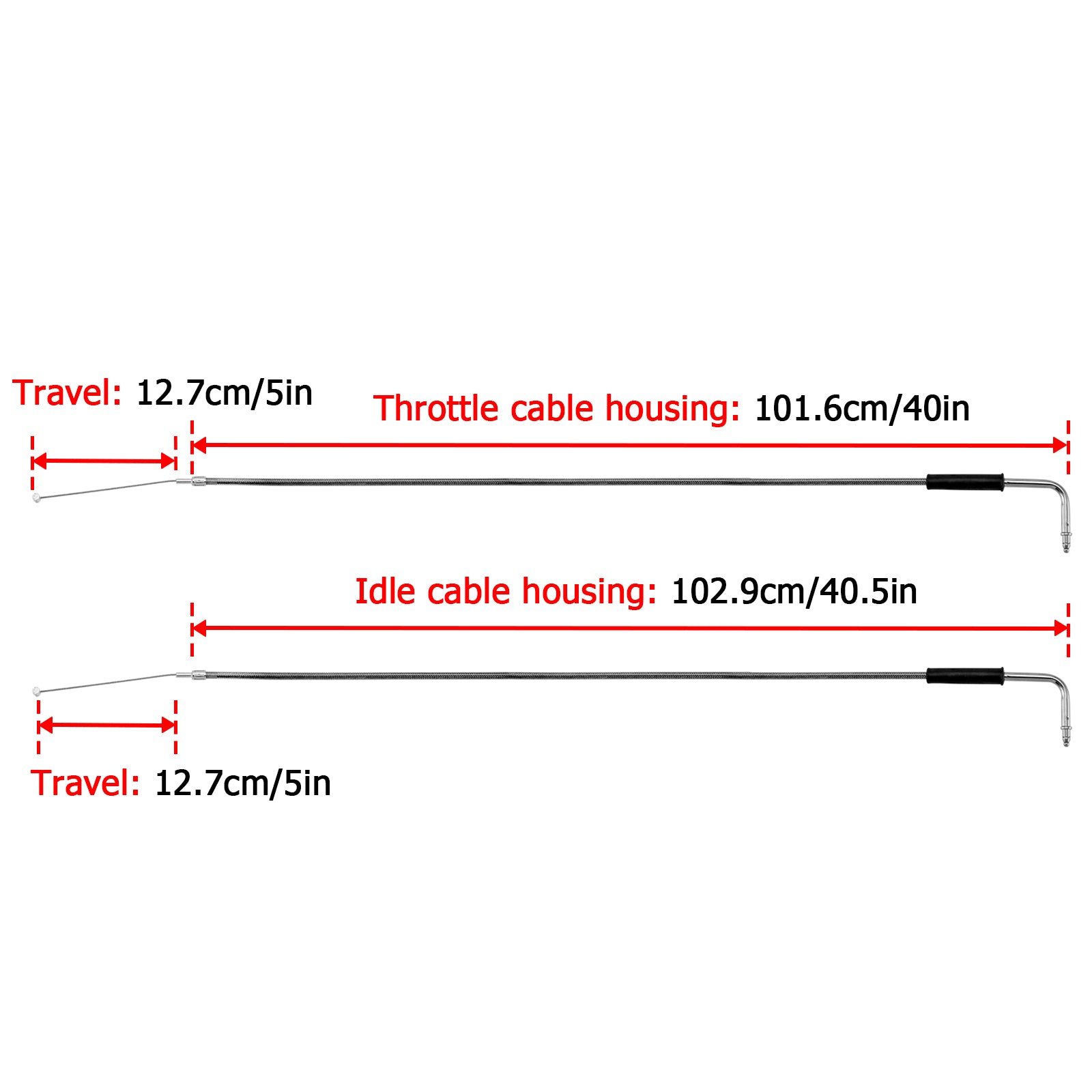 Black 40" Throttle and Idle Cable Kit Compatible with Harley 1996-UP Harley Softail FXST/FLST and 1999-2017 Harley-Davidson Dyna FXD