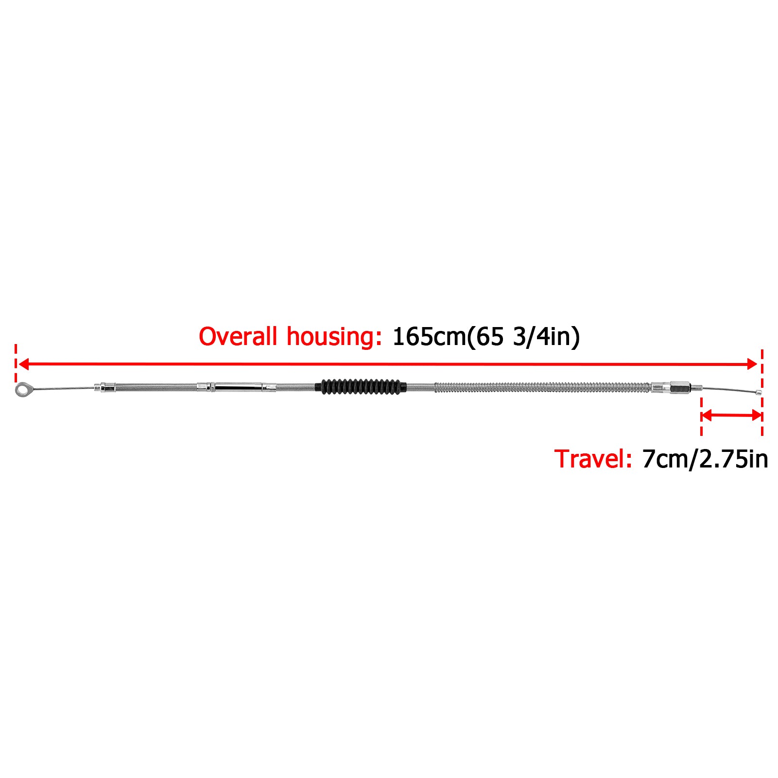 65 3/4" (1650mm) Extended Length Stainless Steel Clutch Cable for Harley Sportster XL 883 1200