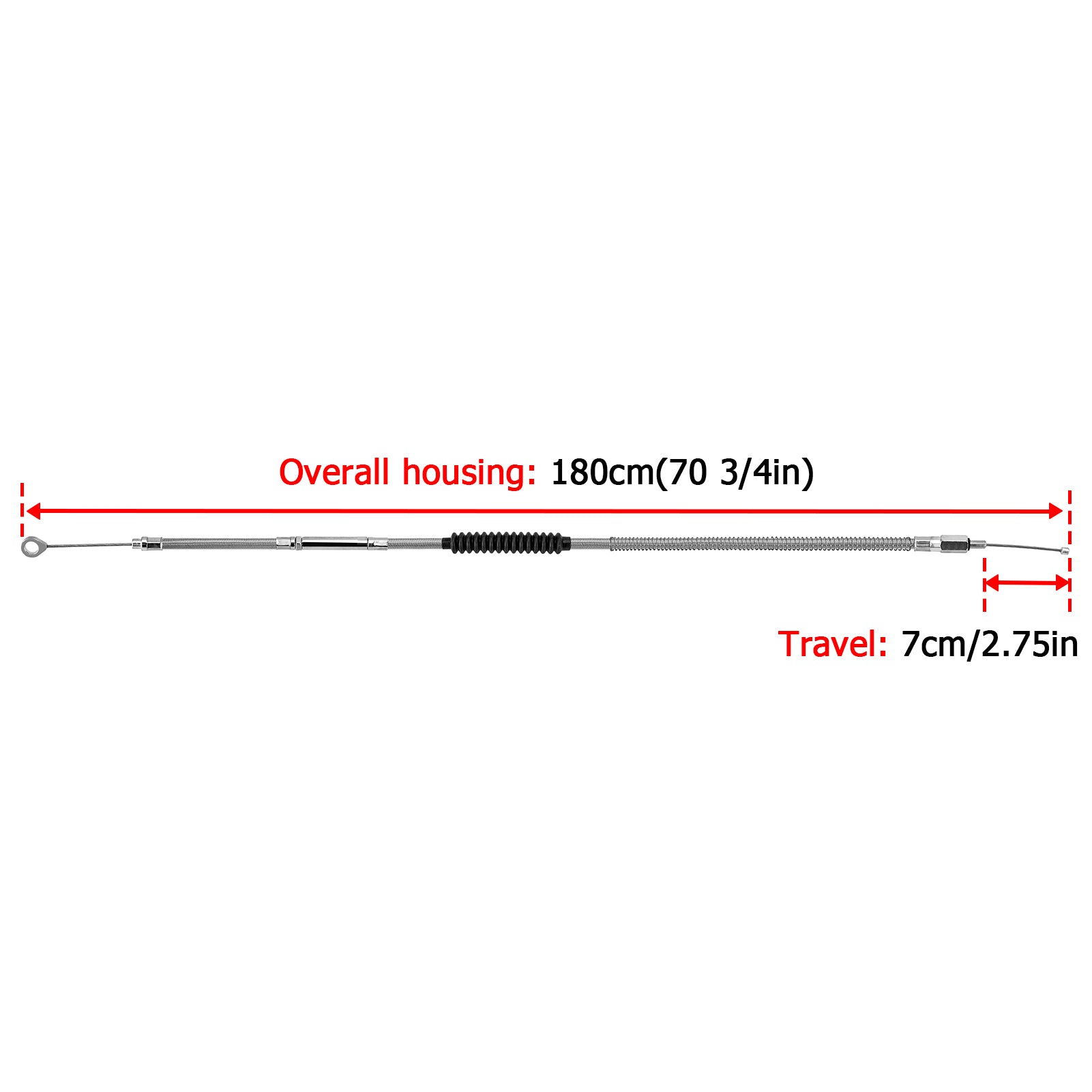 70 3/4" (1800mm) Extended Length Stainless Steel Clutch Cable for Harley Sportster XL 883 1200