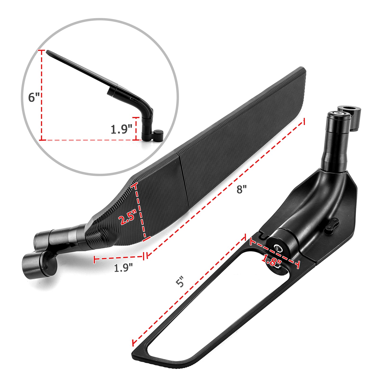 Fit 8mm or 10mm Screw Honda Kawasaki Yamaha Suzuki Rotating Motorbike Wing Rearview Mirror