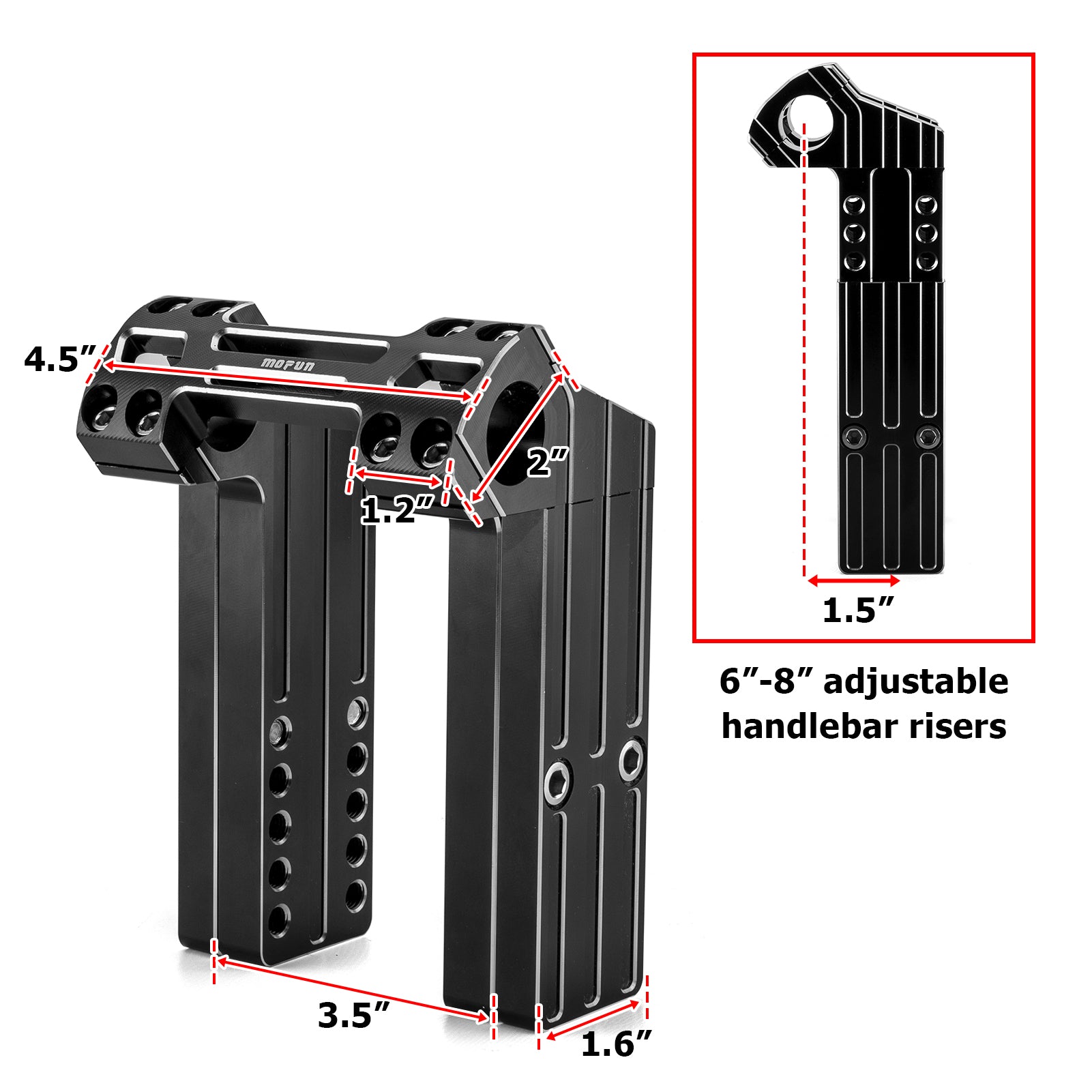 Harley Touring Road King Sportster 1000 1200 883 Adjustable 6"-8" Height 1" Clamp Diameter Handlebar Riser