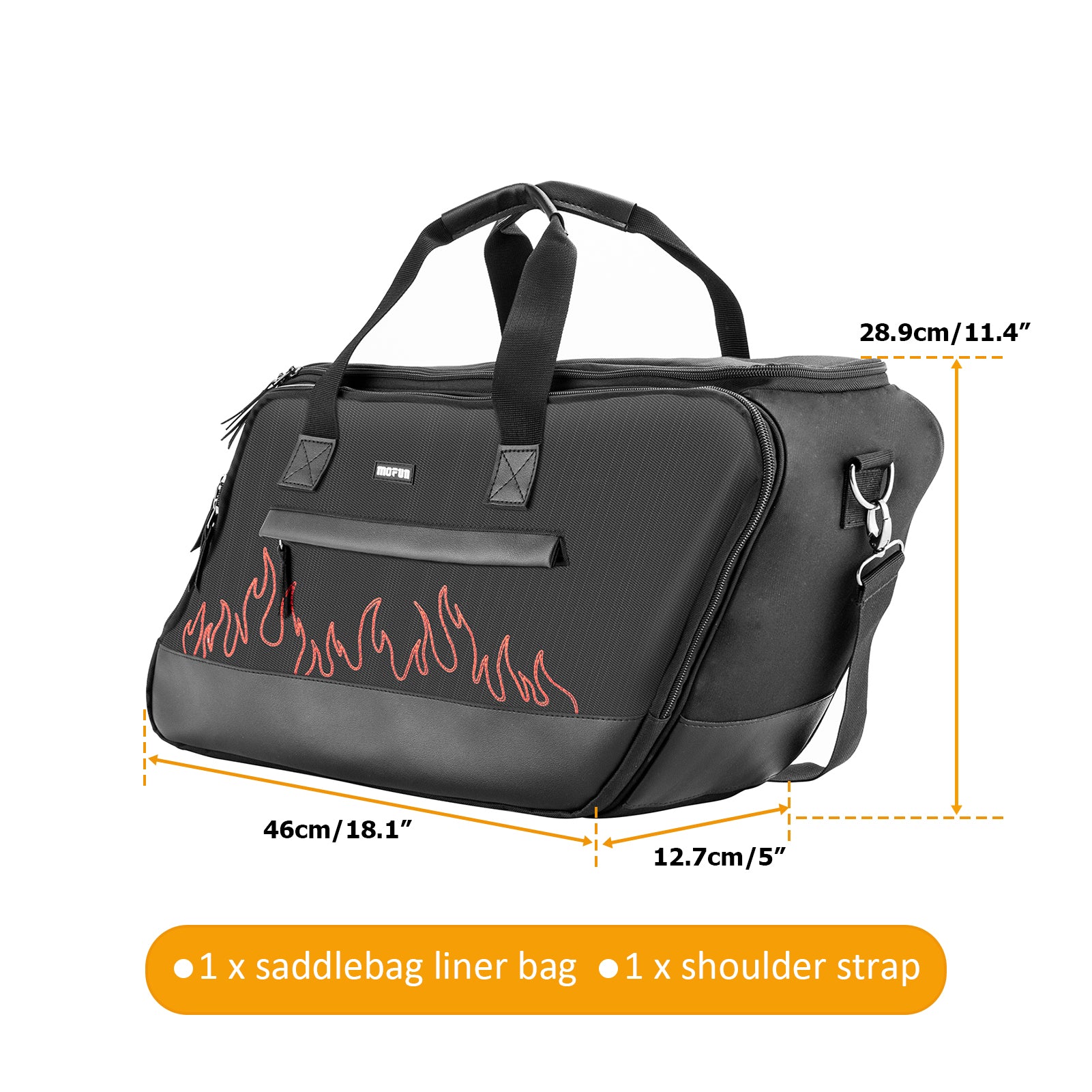 Black Oxford&Leather Red Flame Saddlebag Organizer Liners Bag for 1993 - 2024 Harley Touring Hard Saddlebag - Mofun - 90209022
